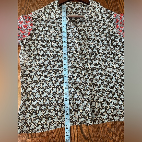 AEFFE SPA women’s button down shirt/ blouse size 6 blue leaf print - Picture 8 of 8